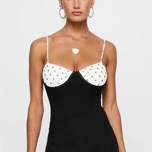 Polka Dot and Black Spaghetti Strap Dress